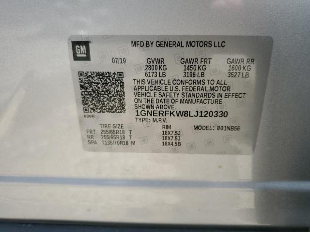 1GNERFKW8LJ120330 - 2020 CHEVROLET TRAVERSE LS SILVER photo 13