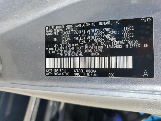 5TBRU34186S460862 - 2006 TOYOTA TUNDRA ACCESS CAB SR5 SILVER photo 12