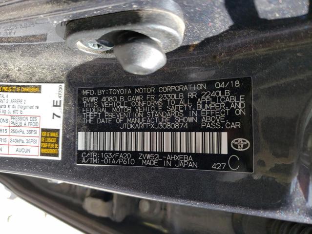 JTDKARFPXJ3080874 - 2018 TOYOTA PRIUS PRIM Boz foto 12