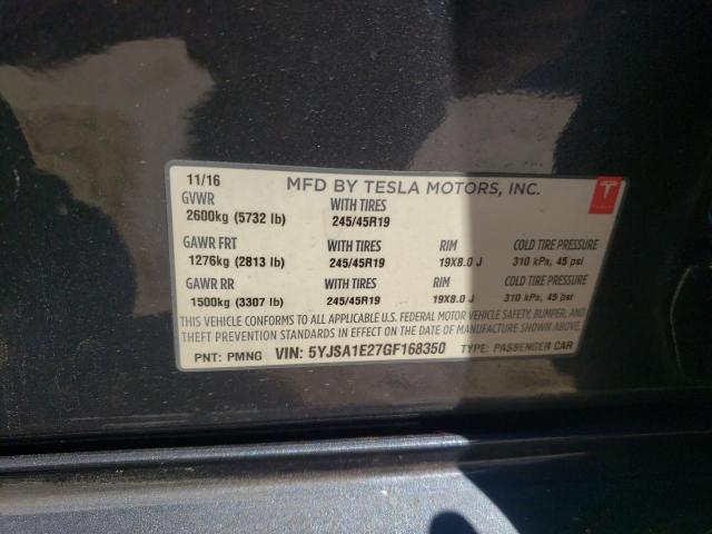 5YJSA1E27GF168350 - 2016 TESLA MODEL S GRAY photo 12