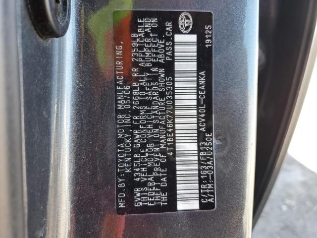 4T1BE46K77U035305 - 2007 TOYOTA CAMRY CE GRAY photo 12