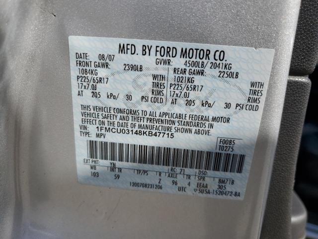 1FMCU03148KB47715 - 2008 FORD ESCAPE XLT GRAY photo 13