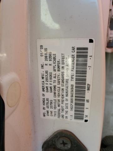 1HGCP36819A034948 - 2009 HONDA ACCORD EXL WHITE photo 12