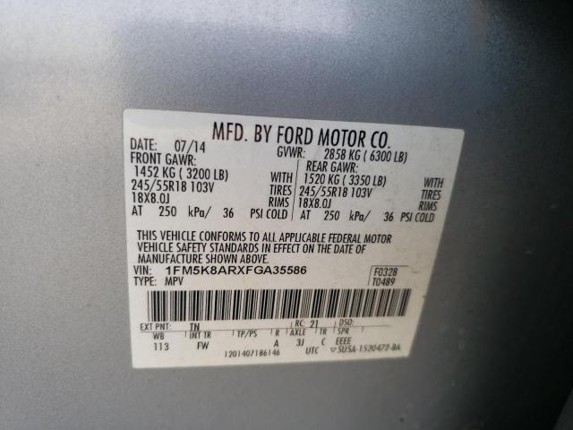 1FM5K8ARXFGA35586 - 2015 FORD EXPLORER POLICE INTERCEPTOR 银色 照片 13