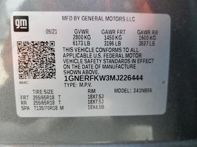 1GNERFKW3MJ226444 - 2021 CHEVROLET TRAVERSE LS GRAY photo 13