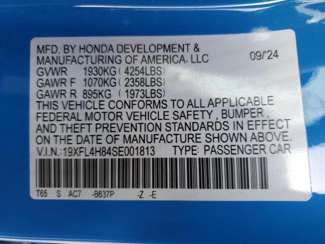 19XFL4H84SE001813 - 2025 HONDA CIVIC SPORT 蓝色 照片 13