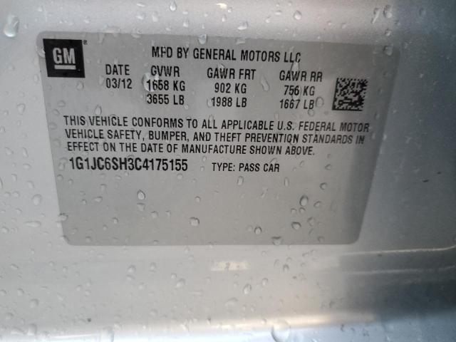 1G1JC6SH3C4175155 - 2012 CHEVROLET SONIC LT SILVER photo 12