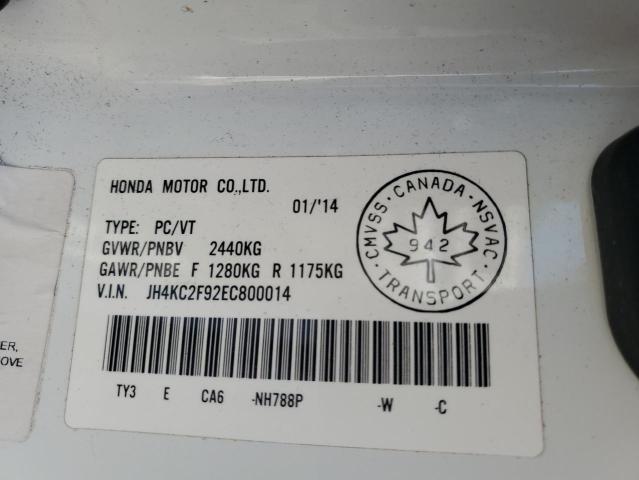 JH4KC2F92EC800014 - 2014 ACURA RLX SPORT HYBRID ADVANCE WHITE photo 13