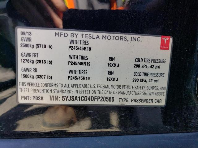 5YJSA1CG4DFP20560 - 2013 TESLA MODEL S 黑色 照片 12