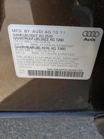 WA1DKAFPXCA049155 - 2012 AUDI Q5 PREMIUM PLUS BROWN photo 12