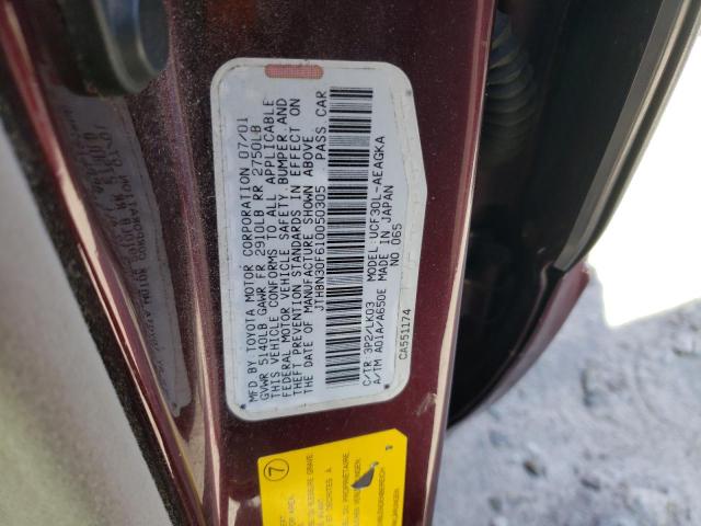 JTHBN30F610050305 - 2001 LEXUS LS 430 BURGUNDY photo 12