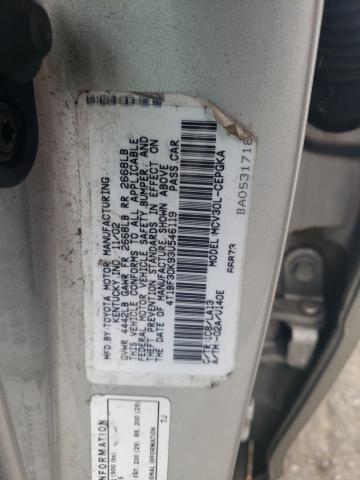 4T1BF30K93U546119 - 2003 TOYOTA CAMRY LE SILVER photo 12