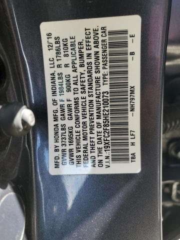 19XFC2F85HE210073 - 2017 HONDA CIVIC EX GRAY photo 12