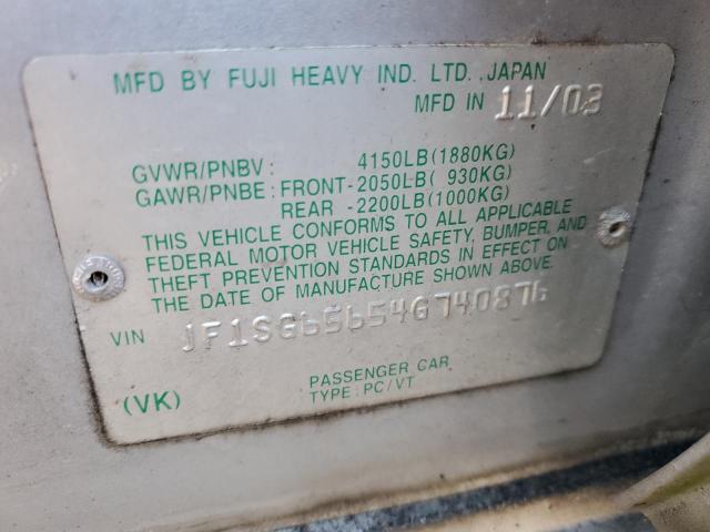 JF1SG65654G740876 - 2004 SUBARU FORESTER 2.5XS Argent photo 13