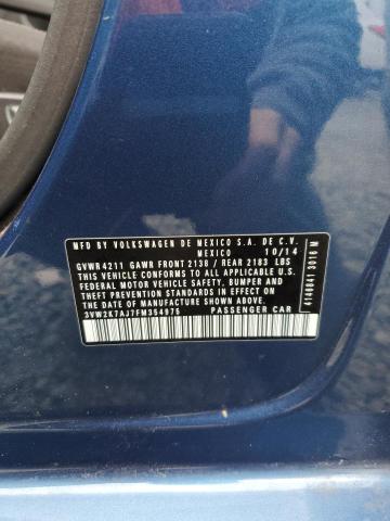 3VW2K7AJ7FM354975 - 2015 VOLKSWAGEN JETTA BASE 蓝色 照片 12