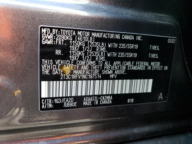 2T3C1RFV1NC187514 - 2022 TOYOTA RAV4 XLE PREMIUM GRAY photo 13