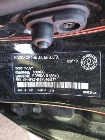 SHHFK7H99KU304737 - 2019 HONDA CIVIC SPORT TOURING BLACK photo 13