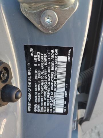 SHHFK7H89LU216506 - 2020 HONDA CIVIC EXL BLUE photo 12