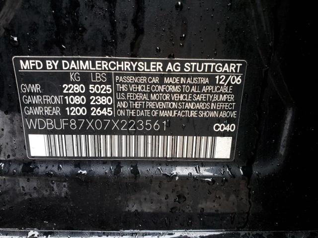 WDBUF87X07X223561 - 2007 MERCEDES-BENZ E 350 4MATIC BLACK photo 12