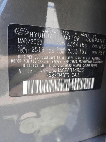 KMHL64JA0PA314936 - 2023 HYUNDAI SONATA SEL GRAY photo 12