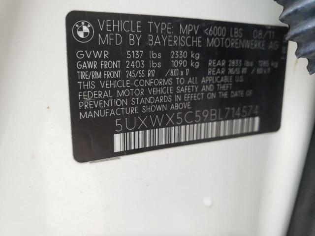 5UXWX5C59BL714574 - 2011 BMW X3 XDRIVE28I WHITE photo 12