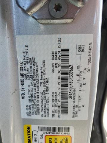 3FA6P0G76GR339662 - 2016 FORD FUSION S SILVER photo 12