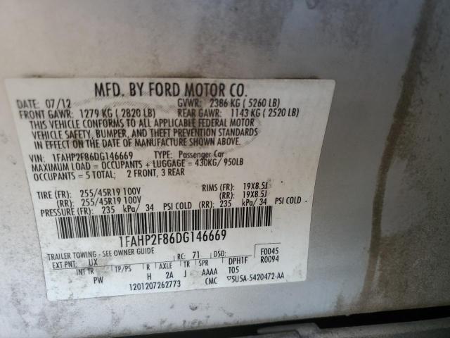 1FAHP2F86DG146669 - 2013 FORD TAURUS LIMITED SILVER photo 12