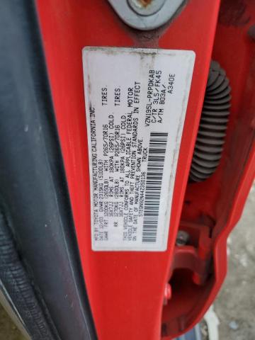 5TEGN92N44Z350136 - 2004 TOYOTA TACOMA DOUBLE CAB PRERUNNER RED photo 12