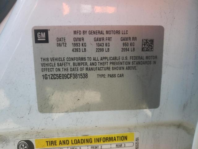 1G1ZC5E09CF381538 - 2012 CHEVROLET MALIBU 1LT WHITE photo 12