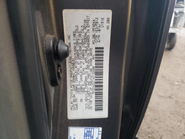 5TDZA23C14S192800 - 2004 TOYOTA SIENNA CE GRAY photo 12