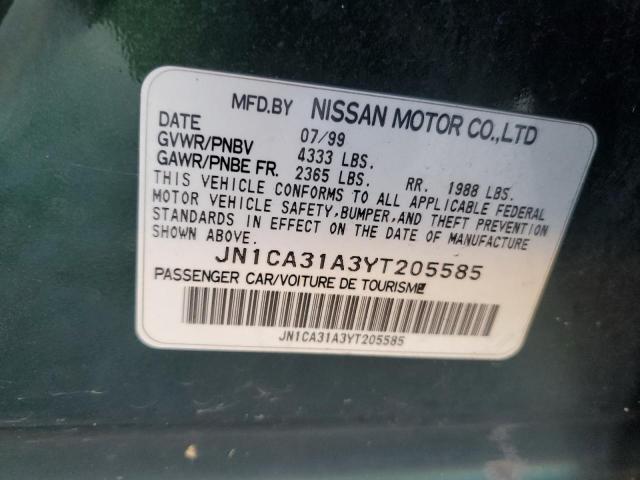 JN1CA31A3YT205585 - 2000 NISSAN MAXIMA GLE GREEN photo 12