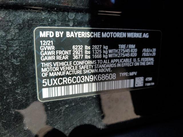5UXCR6C03N9K68608 - 2022 BMW X5 XDRIVE40I BLACK photo 13
