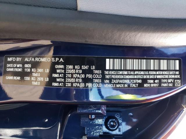 ZASPAKBN9L7C97840 - 2020 ALFA ROMEO STELVIO TI BLUE photo 14