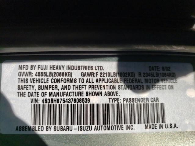 4S3BH675437608539 - 2003 SUBARU LEGACY OUTBACK AWP 绿色 照片 13