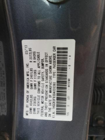 1HGCR3F93DA030380 - 2013 HONDA ACCORD TOURING GRAY photo 12