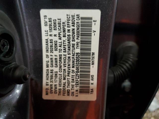 19XFC2F84KE030526 - 2019 HONDA CIVIC SPORT 银色 照片 12