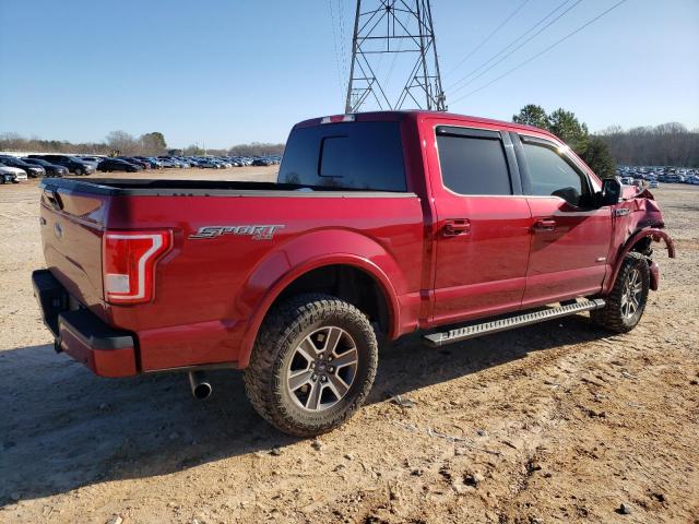 1FTEW1EG5HFA73244 - 2017 FORD F150 SUPERCREW RED photo 3