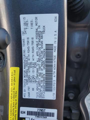 5TFJU4GN4FX086978 - 2015 TOYOTA TACOMA DOUBLE CAB PRERUNNER GRAY photo 12