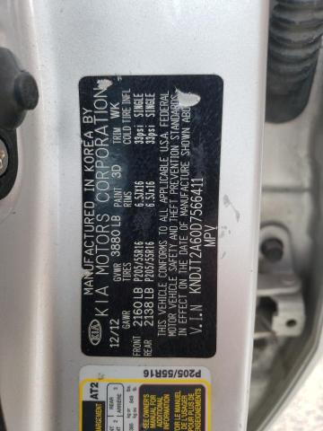 KNDJT2A60D7566411 - 2013 KIA SOUL + SILVER photo 12