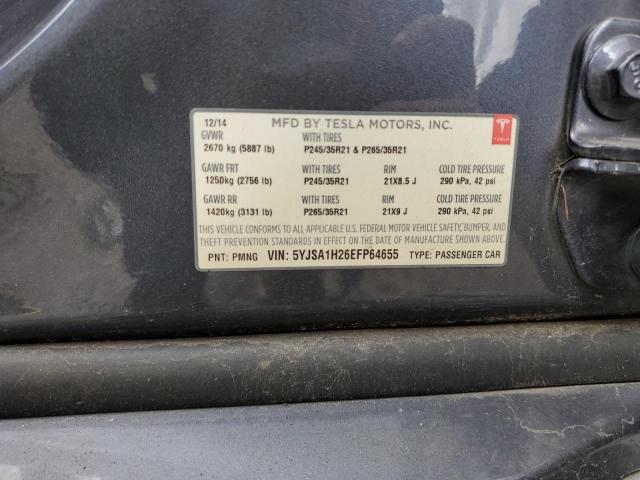 5YJSA1H26EFP64655 - 2014 TESLA MODEL S ნაცრისფერი ფოტო 13