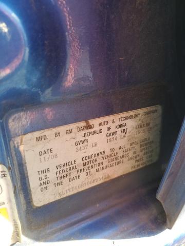 KL1TD66E79B625429 - 2009 CHEVROLET AVEO LS Niebieski zdjęcie 12