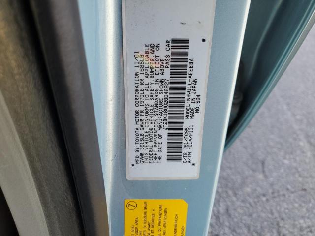 JT2BK18U020046827 - 2002 TOYOTA PRIUS TURQUOISE photo 12