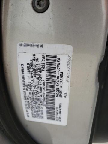 2T1CG22P61C521682 - 2001 TOYOTA CAMRY SOLA SE SILVER photo 12