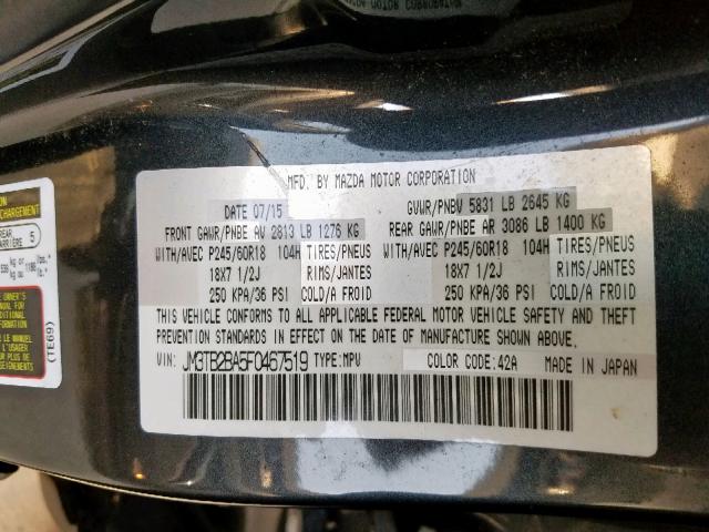 JM3TB2BA5F0467519 - 2015 MAZDA CX-9 SPORT  photo 10