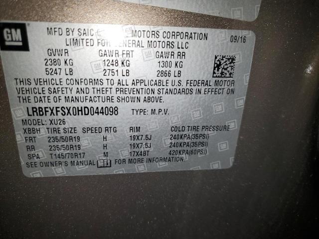 LRBFXFSX0HD044098 - 2017 BUICK ENVISION PREMIUM II BROWN photo 13