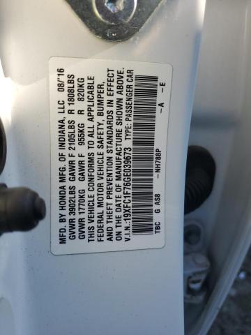 19XFC1F76GE039673 - 2016 HONDA CIVIC EXL WHITE photo 12