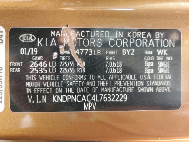 KNDPNCAC4L7632229 - 2020 KIA SPORTAGE EX BROWN photo 12