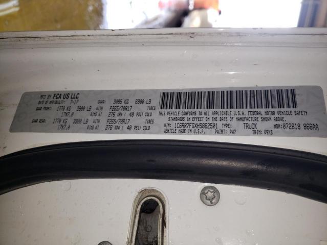 1C6RR7FGXHS862501 - 2017 RAM 1500 ST WHITE photo 12