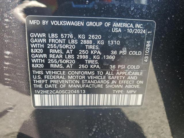 1V2HE2CA0SC204513 - 2025 VOLKSWAGEN ATLAS CROS SE Чорний фото 14