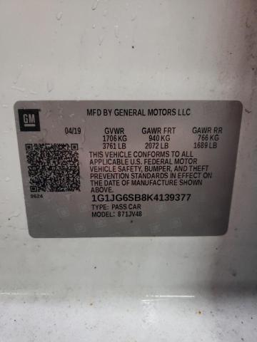 1G1JG6SB8K4139377 - 2019 CHEVROLET SONIC WHITE photo 12